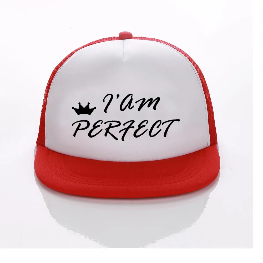 

Kids Baby Child Name crown I am Perfect Printed Children Son Daughter DIY Personal Cap Baseball Cap Gift