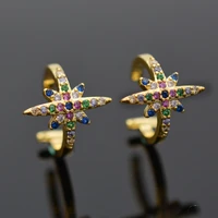 high quality 925 sterling silver hot selling fashion jewelry with colorful zircon hoop brass earrings for women ear clips