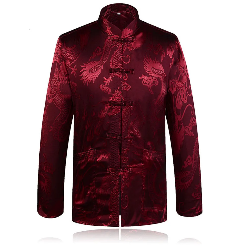Куртка мужская с китайским традиционным воротником пиджак пальто драконом M L XL XXL