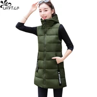 uhytgf korean women winter down cotton jackets 2018 plus size long sleeveless warm tops fashion hooded chic girl cotton vest 427