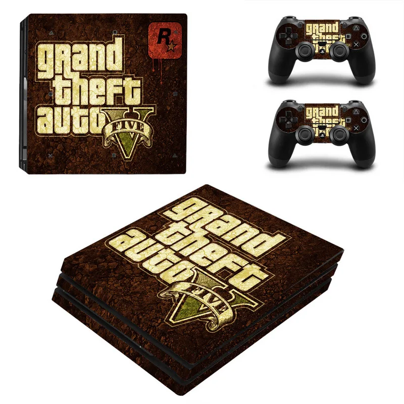 Виниловая наклейка GTA Style для Sony PS4 Pro консоль и 2 контроллера [ad Обложка аксессуары
