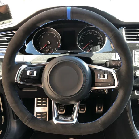 Style4 HuiER DIY ручной пошив чехол рулевого колеса автомобиля замша кожа для Volkswagen Golf 7 GTI Golf R MK7 VW Polo GTI Scirocco - Название цвета: Style4