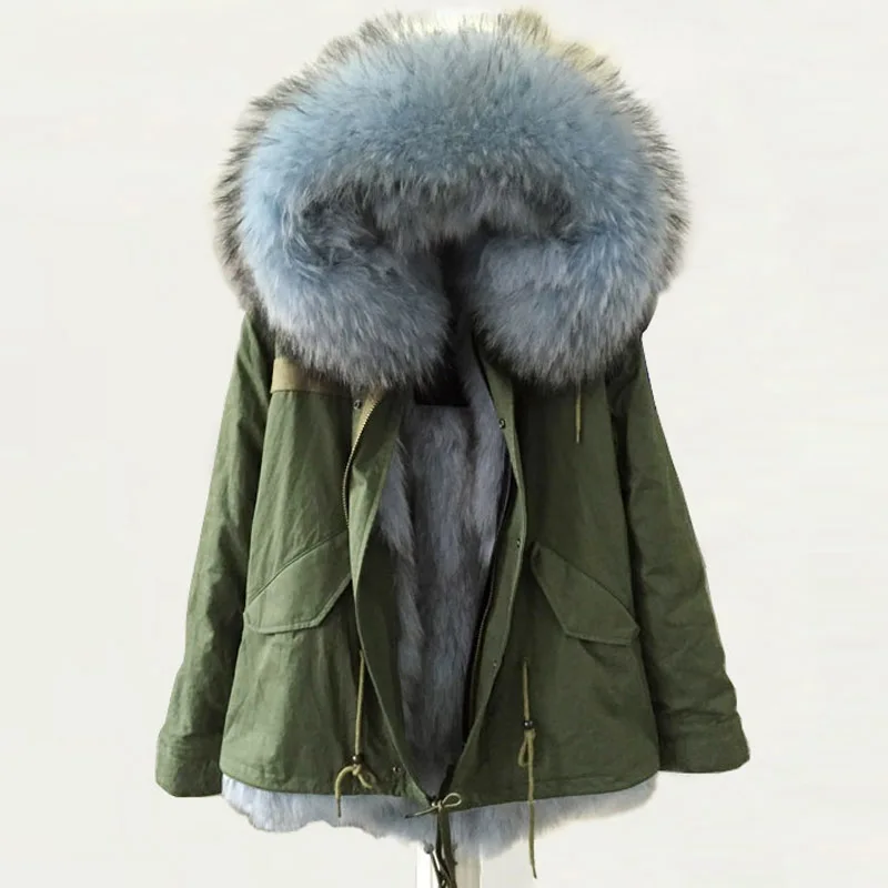 Winter Army Green Coat Light Blue real fox High quality warm thick fur lining Male parka | Мужская одежда