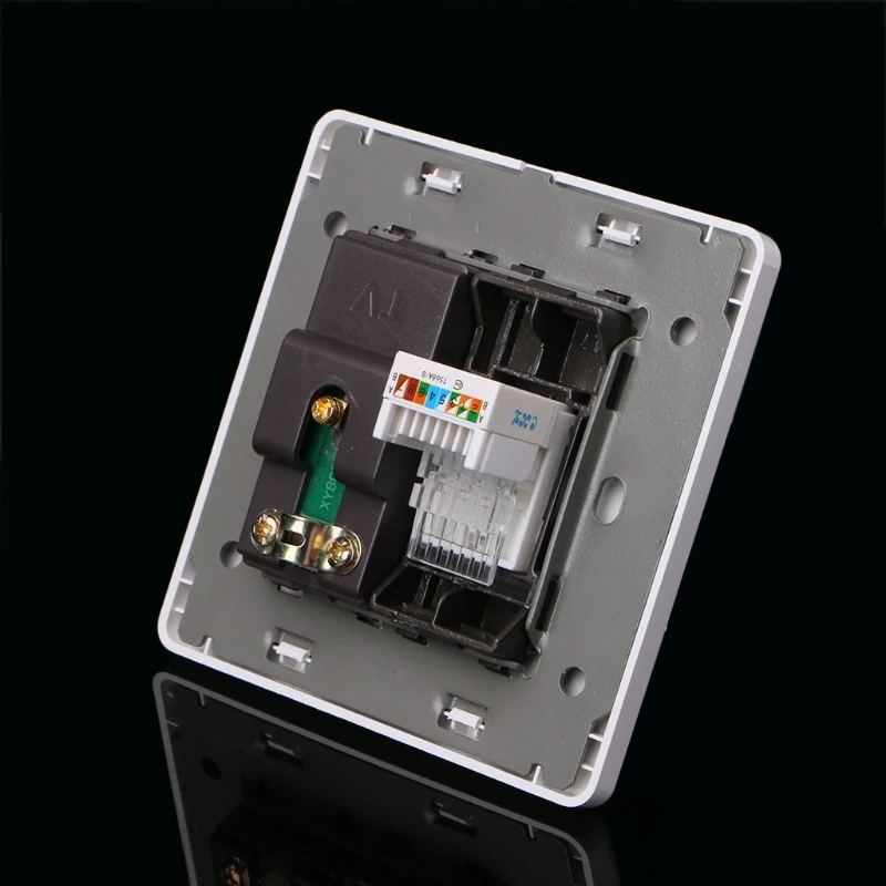 Сетевой адаптер RJ45 + ТВ антенна коаксиальное настенное крепление выход Лицевая