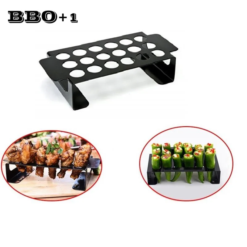 

9''Non-Stick Chili Pepper Grill Rack 18 Hole jalapeno Pepper Roasting Rack Chicken Leg Non Stick Barbecue Holder BBQ Accessories