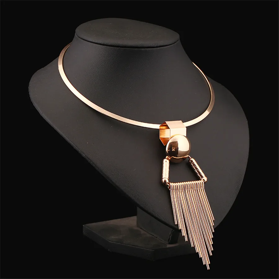 Sales Olaru Jewelry Zinc Alloy Big Triangle Tassel Choker Neckalce Woman 2016 Hot Maxi Statement Necklace Wholesale Gift | Украшения и
