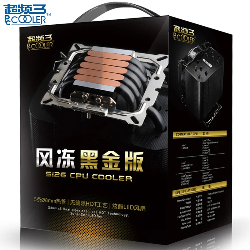 Overclocking Three Frozen Black Gold Edition CPU Cooler Fan AMD775 / 1155cpu Intelligent Mute Heat Pipe | Компьютеры и офис