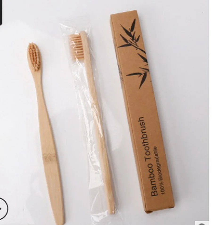 Коричневый DHL 200pcs Soft Fibre Environmentally Wood Toothbrush Bamboo ToothBrush Wooden Handle Tooth brush - Цвет: Коричневый