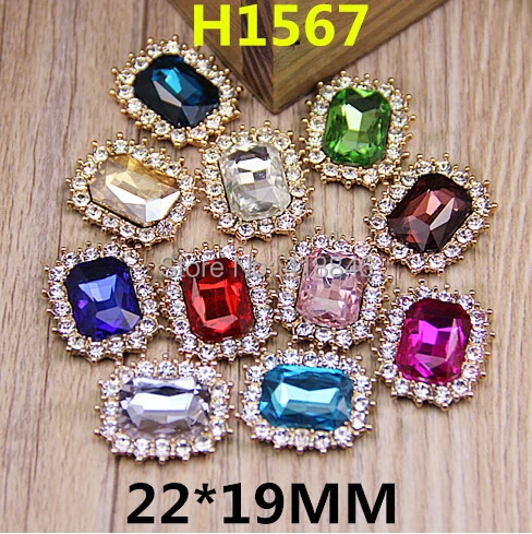

Free Shipping Mixed Color 30PCS/Lot Crystal Rhinestone Cube Buttons DIY Gold Tone Plated 22*19MM Metal Alloy Jewelry Charm