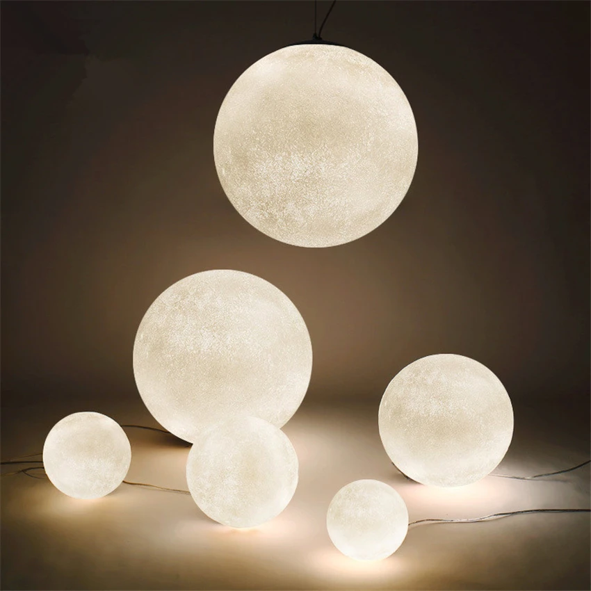 Nordic Modern Moon 3D Lunar Pendant Lights Living Room Restaurant Bedroom Bedside Children's Hanging Lamps Decor Fixtures | Освещение