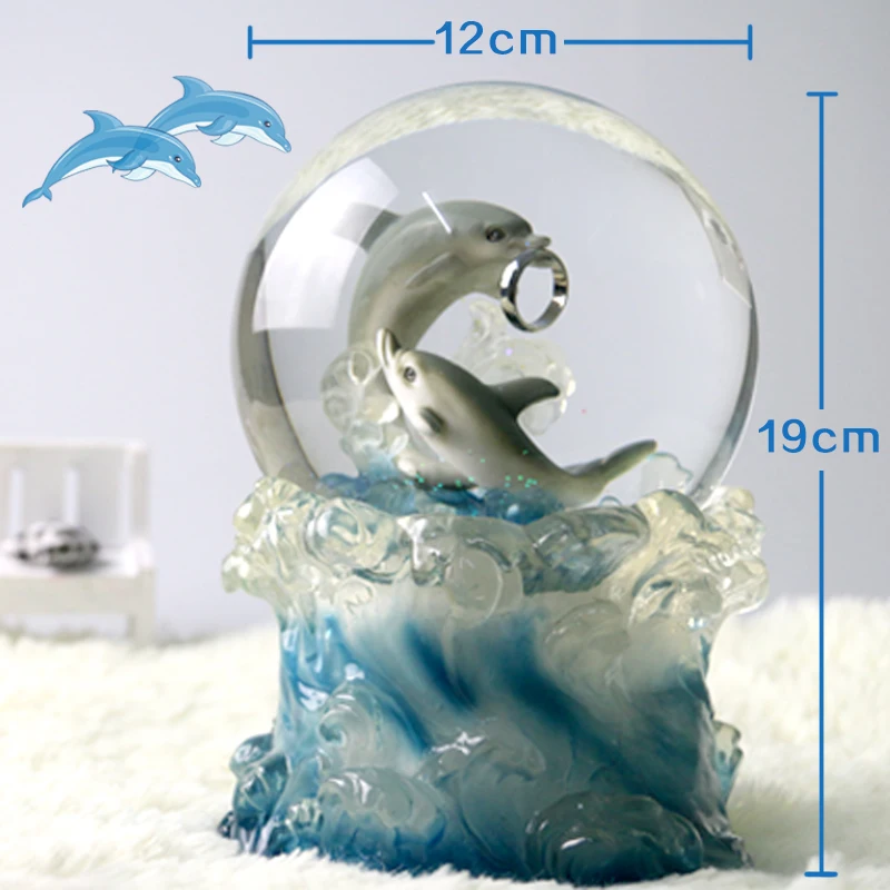 Пару дельфин поворотный снег хрустальный шар музыкальная шкатулка свадьба