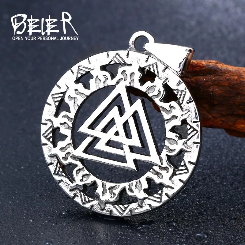 Beier lavic Norway Valknut языческий амулет кулон для мужчин ожерелье скандинавский Викинг ювелирные изделия символ Одина норвежский викинг воин