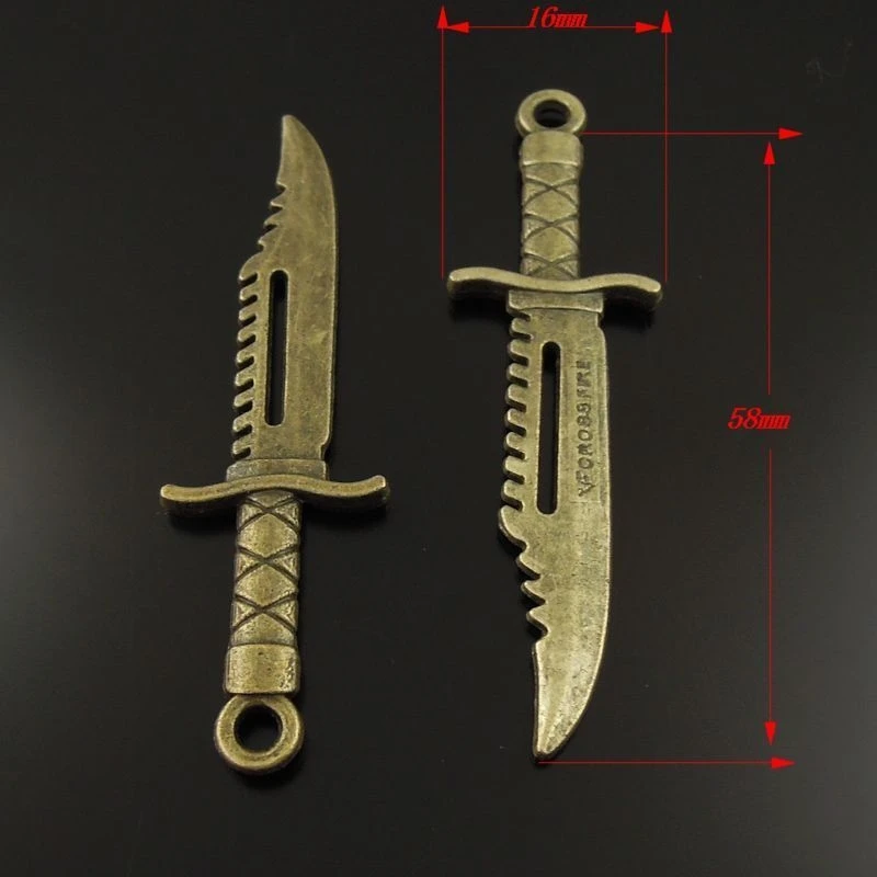 Подвеска нож GraceAngie в винтажном стиле из бронзы 12 шт./упак.|knife pendant|pendant knifecharm pendant |