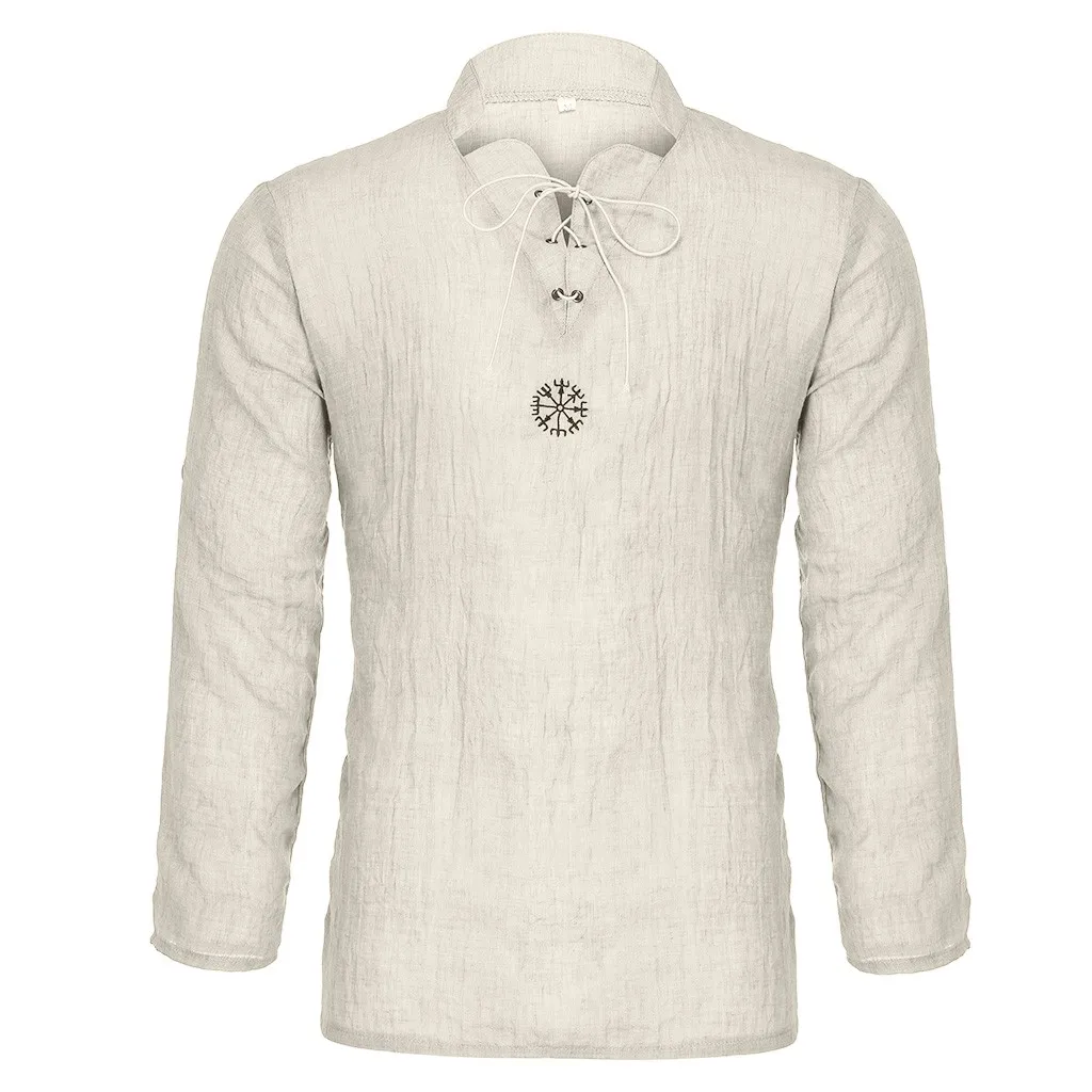 Летняя мужская рубашка, Camisa, стиль, длинный рукав, свободная рубашка, индивидуальная, хлопок-лен, чистый, блузка, топ, уличная одежда, Camisa masculina - Цвет: Бежевый