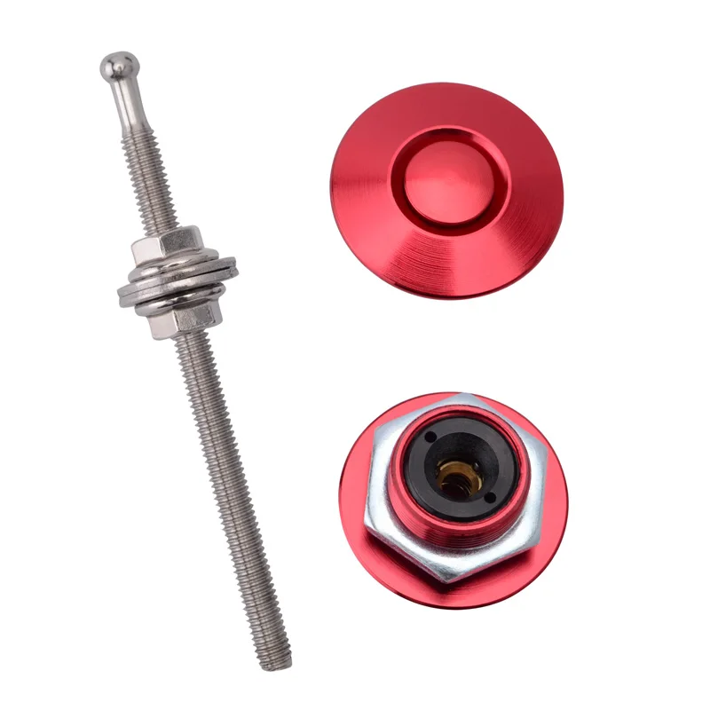 NS Modify 32mm Universal Long Rod 100mm JDM Style Push Button Billet Hood Lock Clip Kit Black/Silver/Red/Blue | Автомобили и