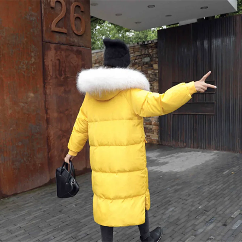 Новинка 2019 зимний женский пуховик большой меховой воротник с капюшоном Jouter