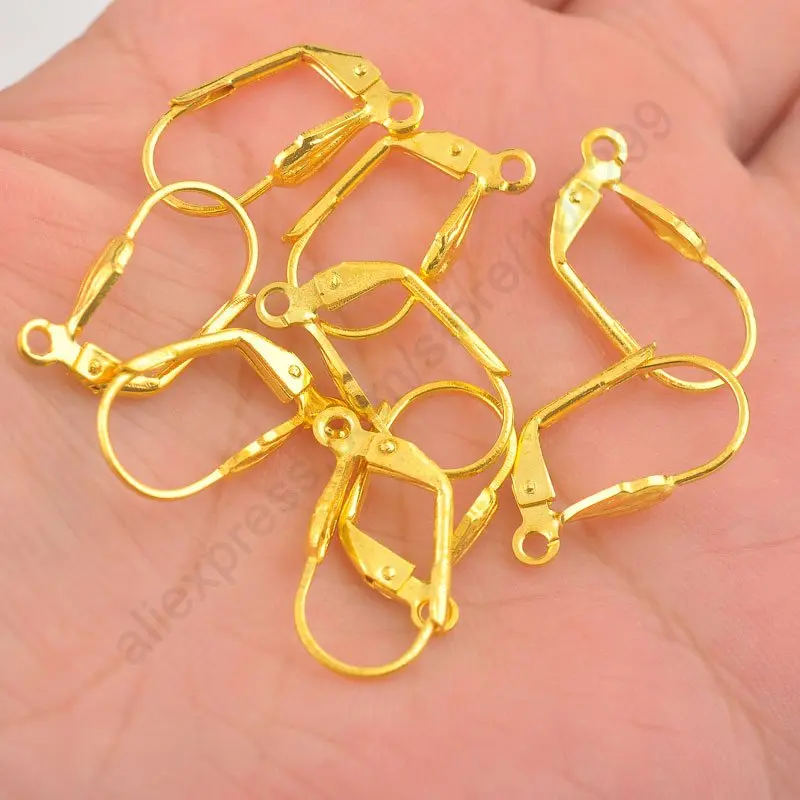 

Brand 200pcs Semicircle Yellow Gold Color Flexible Hook Earrings Earwires Woman Jewelry Lever Back Accessories Findings