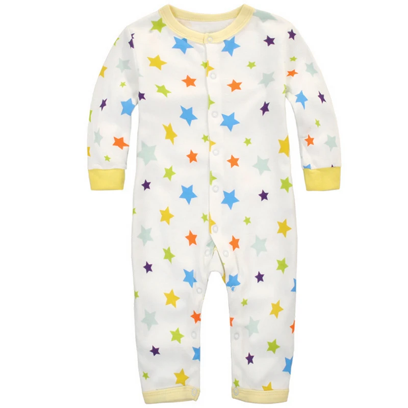 

y368 Siamese baby clothes newborn spring and winter boys and girls cotton Romper climbing clothes colored stars pattern