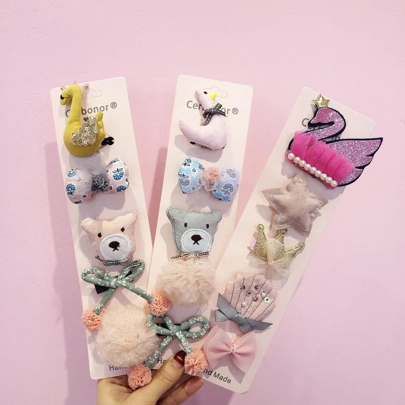 Hot Sales 5pcs Baby Girls Cartoon Hair Accessories Kids Cute Hairbands Children Headbands Headdress Infants Kawaii Barrettes | Детская
