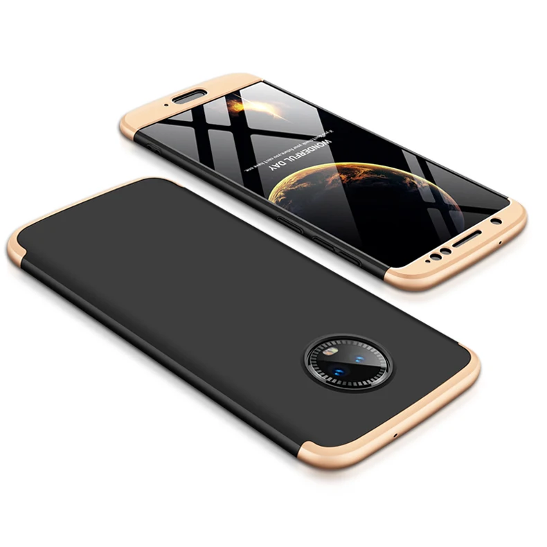 360 Полное покрытие защитный чехол для телефона для Motorola Moto G6 Тонкая матовая кожа 3 в 1 Жесткая задняя панель из поликарбоната для Moto G6 Coque - Цвет: Gold Black Gold