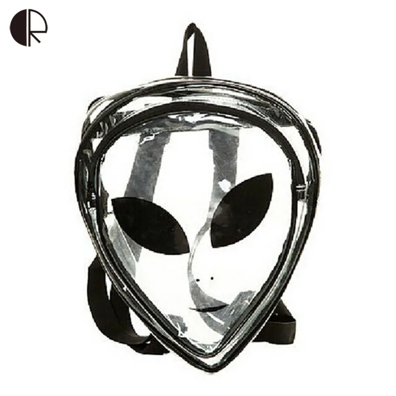 

2019 New Unisex Fashion Clear Cartoon Alien School Bags PVC Special Package Interest Backpacks Hip-Hop Leisure Travel Bag BP085