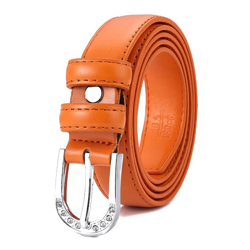 orange F& U из натуральной коровьей кожи ремень роскошные ремень платье и джинсы Ремни для Для женщин Мода Винтаж Золотой и Серебряный пряжка с кристаллами - Цвет: orange
