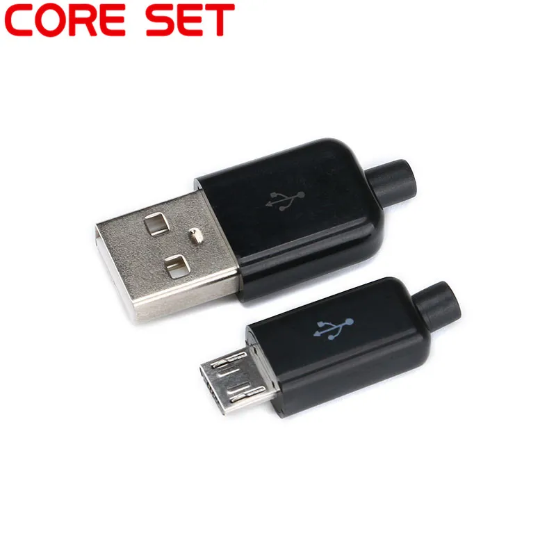 10 шт. DIY Micro USB 2,0 штекерные разъемы комплект w/Covers Черный Белый 5 P линия передачи данных Аксессуары Интерфейс 4/3 в 1 сварка 5 PIN