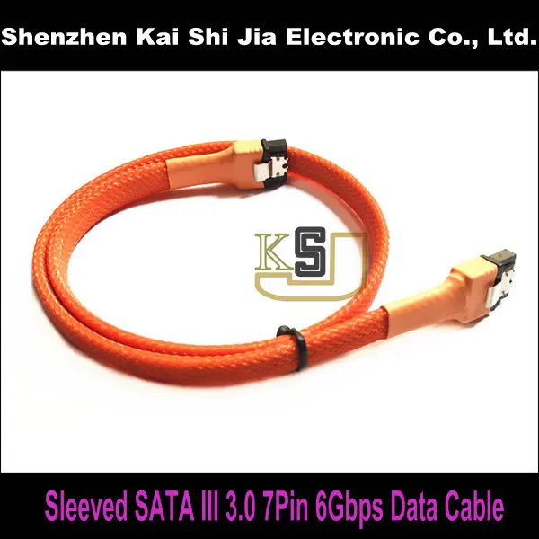 Высококачественный 18 &quot(45 см) оранжевый с рукавом SATA III 7Pin 3 0 6 Гбит/с прямой кабель
