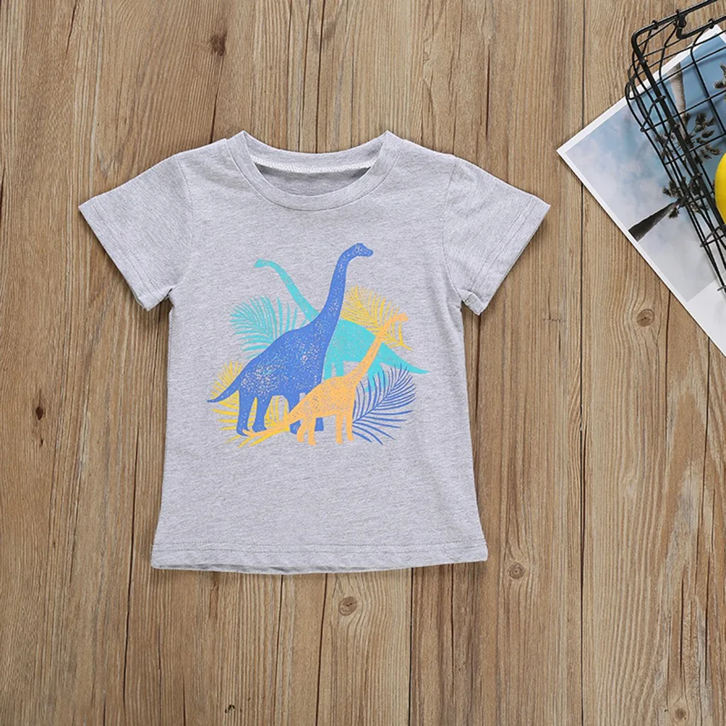Summer Baby Cotton Children Kids Boy Clothing Set Cartoon Dinosaur Print Tops T-shirt+Shorts Pajamas Toddler Clothes | Детская одежда и