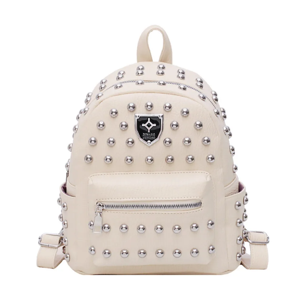 Studded versatile backpack fashion women's bag new casual backpack solid color student bag travel backpack Dropship Y612