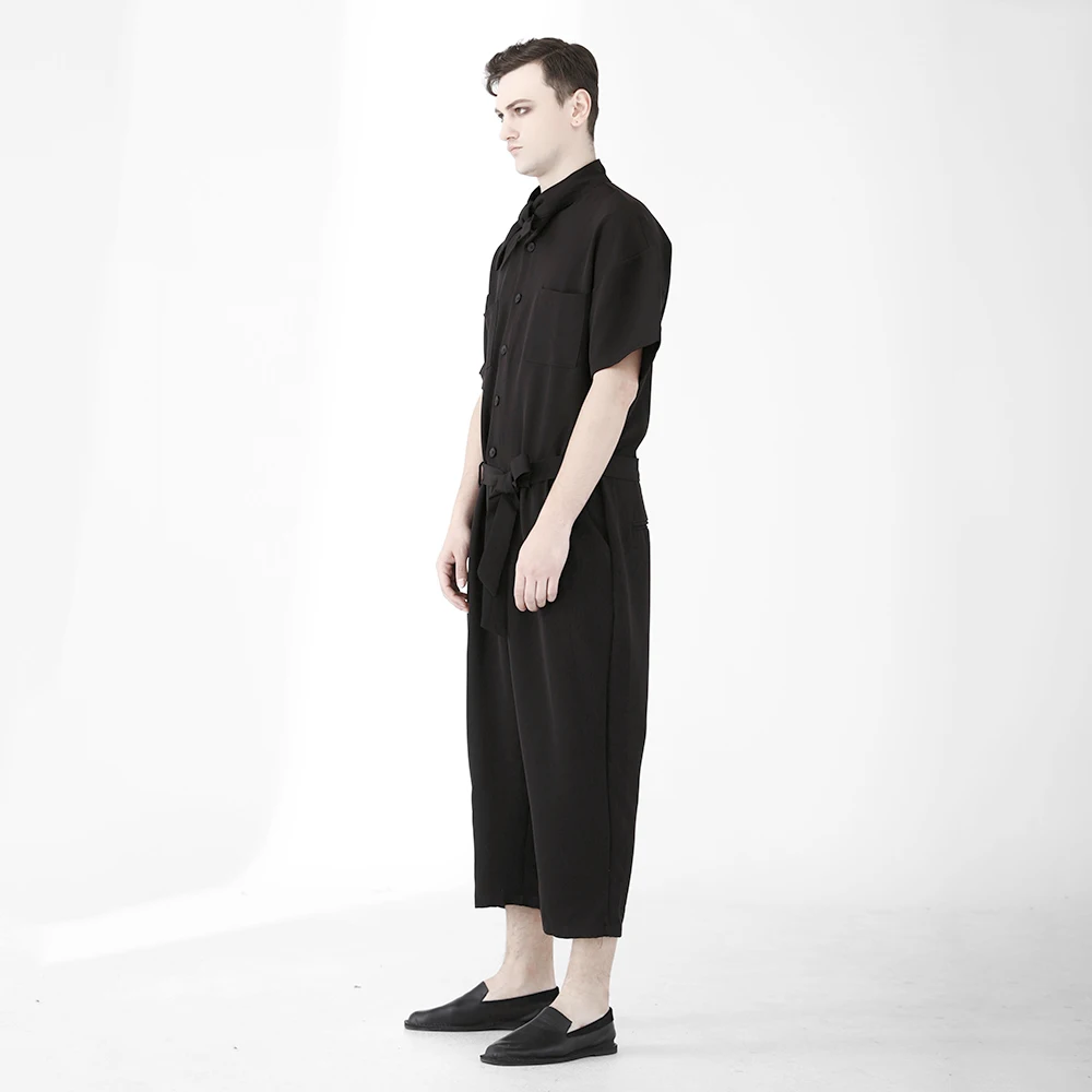 

Summer New Arrival Men's Black Conjoined Garment Shorts Suit For Male Fashion Design Casual Wearing