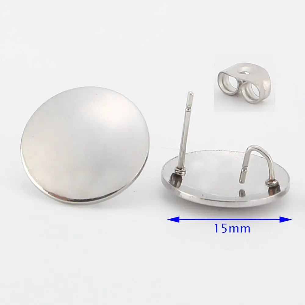 20mm Dull Silver 40 шт. Нержавеющая сталь золотых ювелирных изделий 15/16 мм круглые серьги-гвоздики серьги сообщения с петлей - Цвет: 20mm Dull Silver