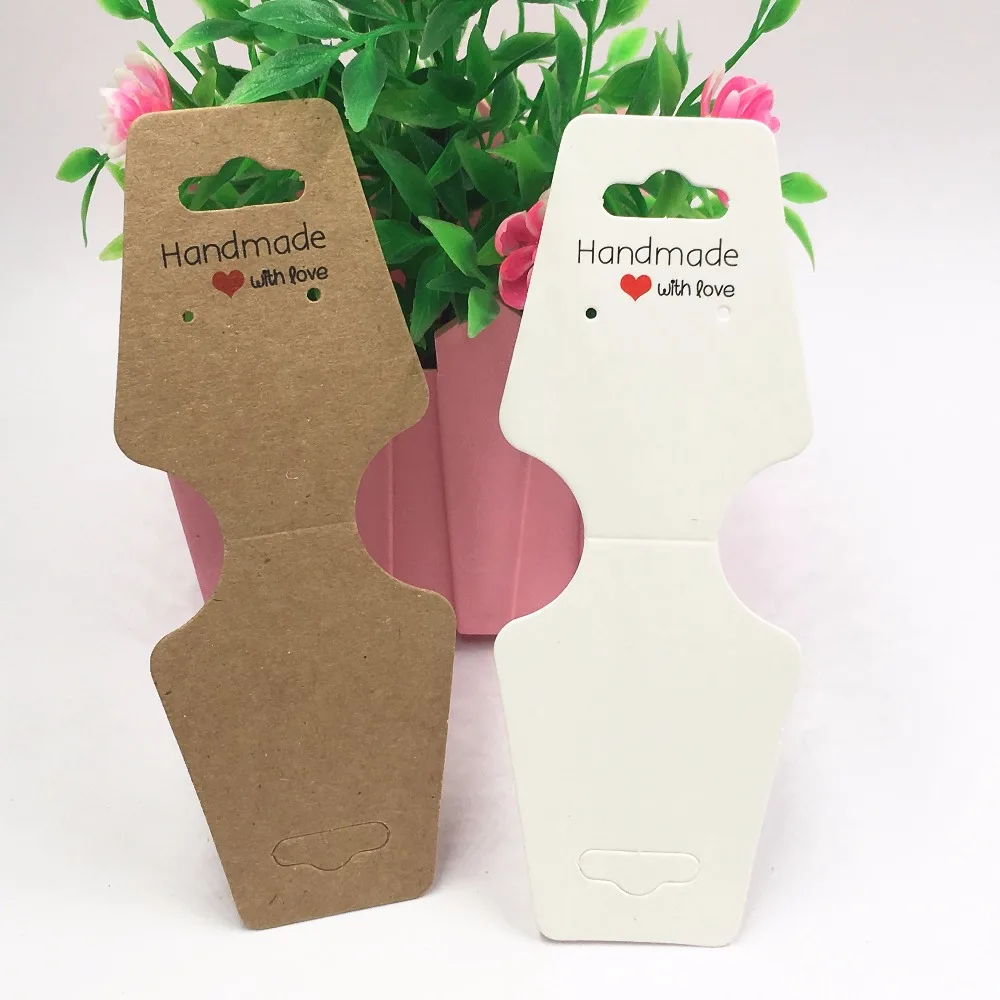 200 шт. белые/крафтовые витрины для ювелирных изделий ожерелье серьги карта кулон