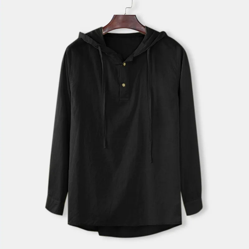 Винтажные льняные толстовки, мужская рубашка с длинным рукавом, Camisa Masculina, на пуговицах, v-образный вырез, летняя рубашка, Homme, однотонный пуловер, мужские рубашки