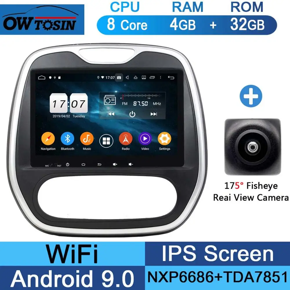 32G Fisheye Camera Ips " Android 9,0 8 ядерный 4G+ 64G Автомобильный мультимедийный плеер для Renault Capture captur 2011- MT gps Радио Стерео CarPlay Parrot BT - Цвет: 32G Fisheye Camera