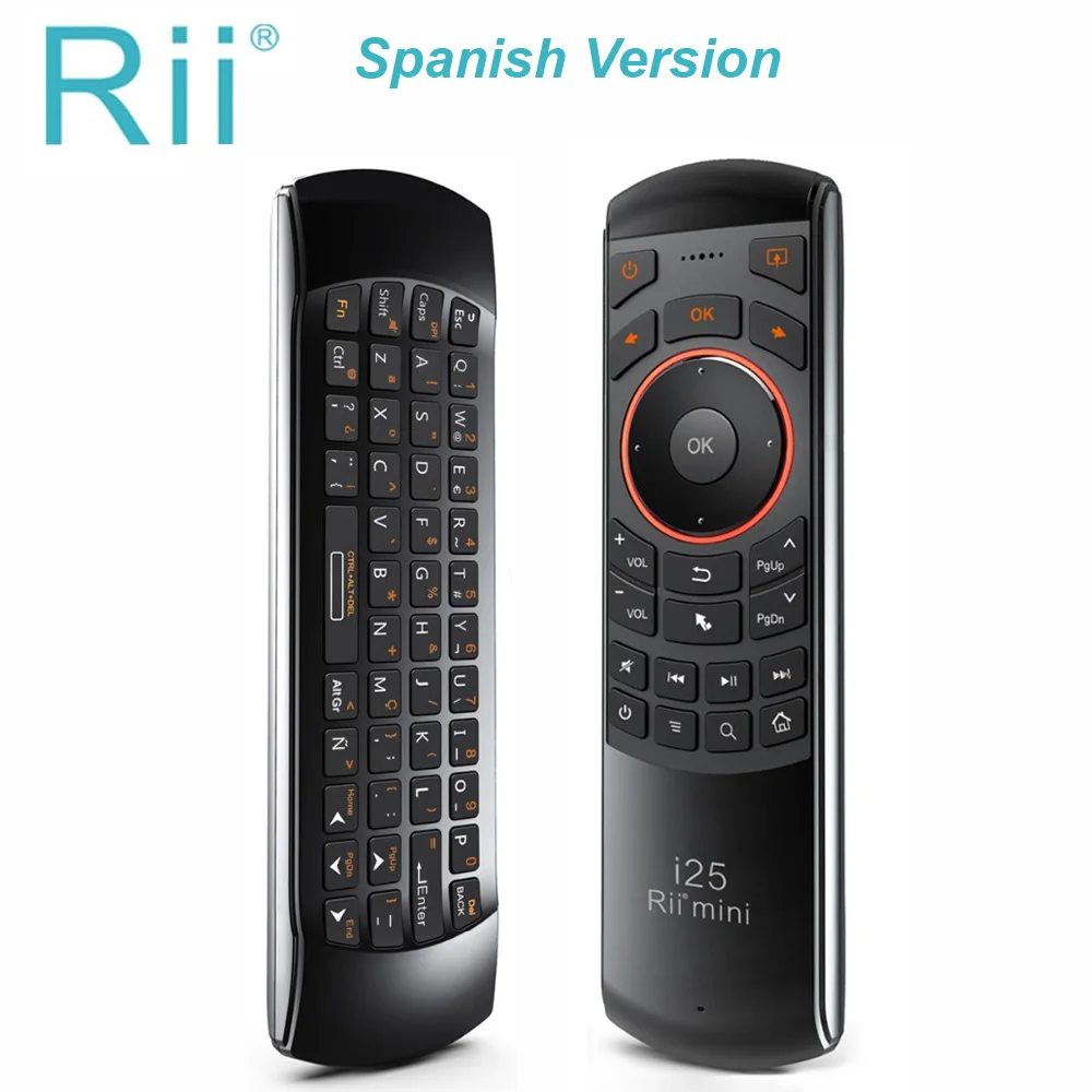 

Original Rii mini i25 2.4GHz Spanish Keyboard Air Mouse Remote Control IR Extender Learning for Smart TV Android TV Box HTPC