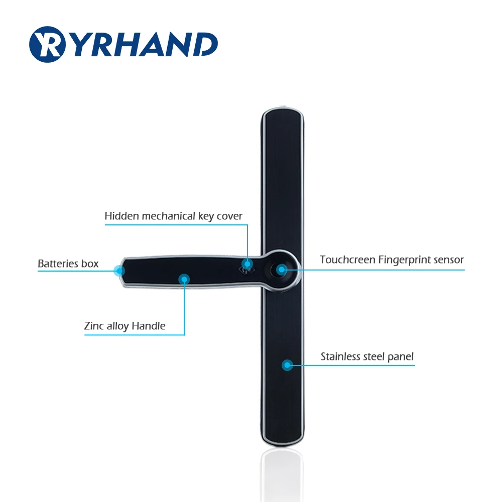 Безключевая алюминиевая стеклянная дверь с защитой от отпечатков пальцев