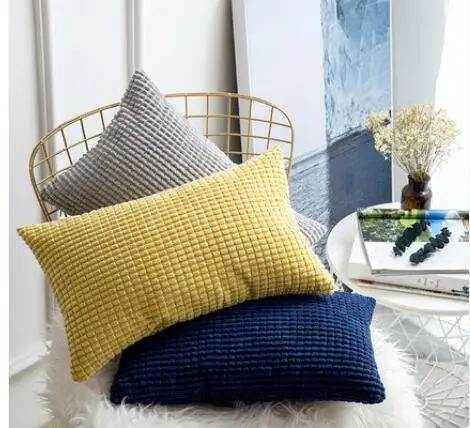 Серый/светло голубой/желтый/коричневый Чехол для подушки Вельветовая Подушка