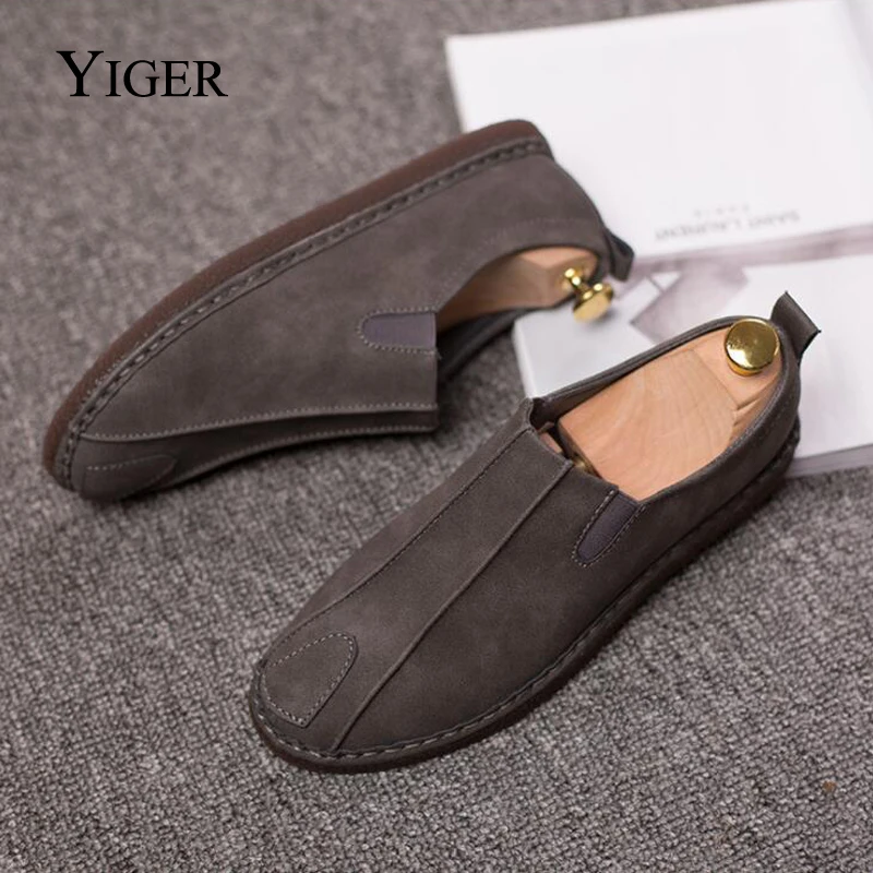 YIGER/Новинка; мужская повседневная обувь; лоферы; обувь в горошек; дышащие туфли; Повседневная обувь; однотонные слипоны; 0043