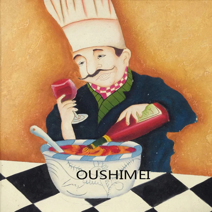 Ручной работы картина маслом на холсте искусство готовить Картины украшение для