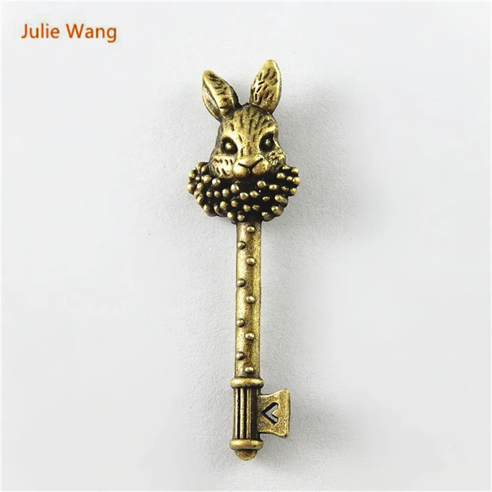 

Julie Wang 10PCS Imitation Key Shape Charms Antique Bronze Plated Pendant Jewelry Accessory Handmade Hanging Crafts 51*16*2mm