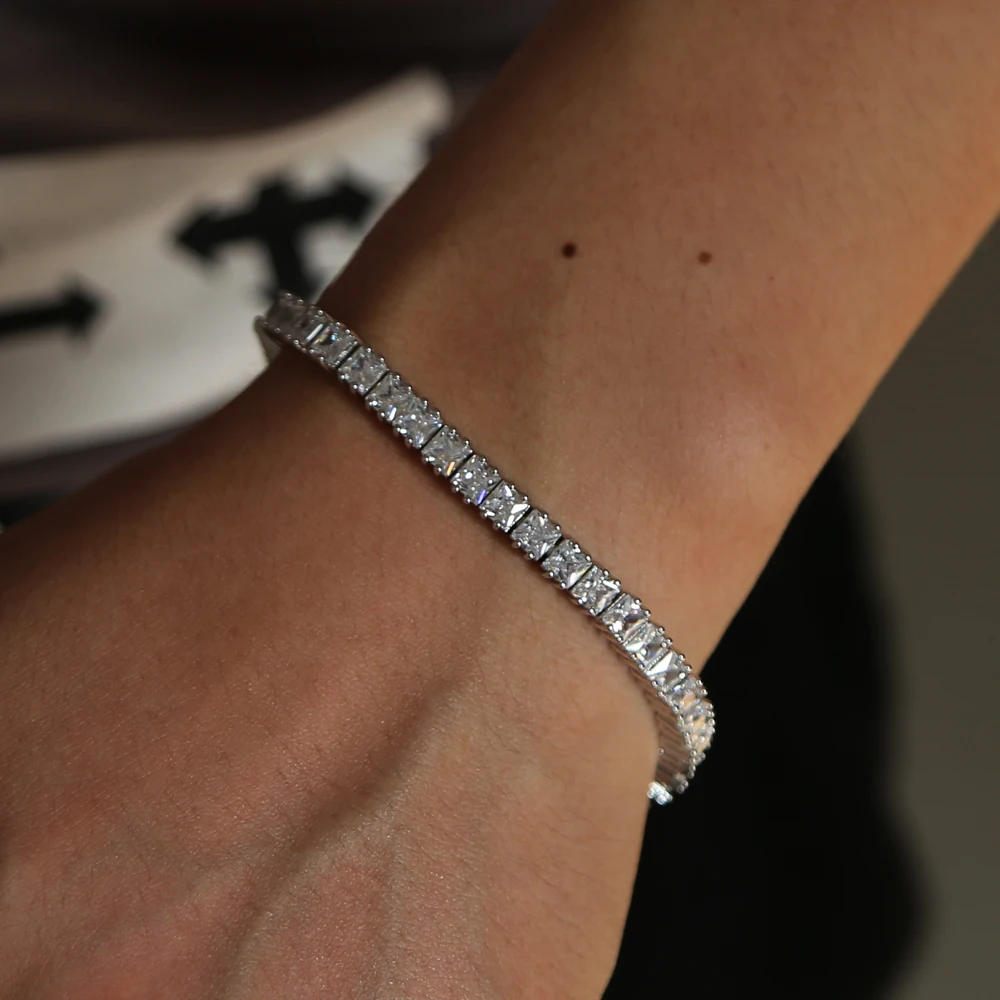 luxury AAA Sparking cubic zirconia women men wedding engagement gift bing tennis cz bracelet jewelry high quality 19cm | Украшения и