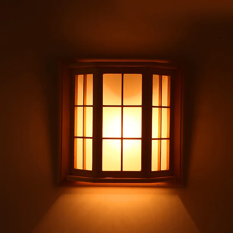 Japanese Style Pine Camphor Wood PVC Crafts Wooden Window Frame LED AC 110/220V Aisle Wall Light Fixture luminarias para | Лампы и