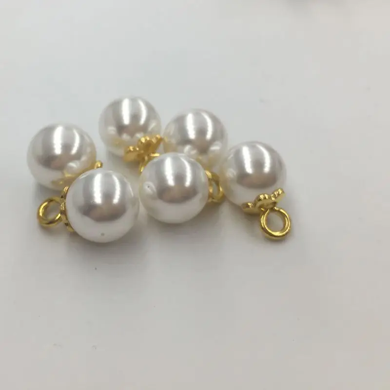 High-grade pearl buttons 10mm white gold torus sweaters decorative jeans button FC253 Jewelry Accessories | Дом и сад