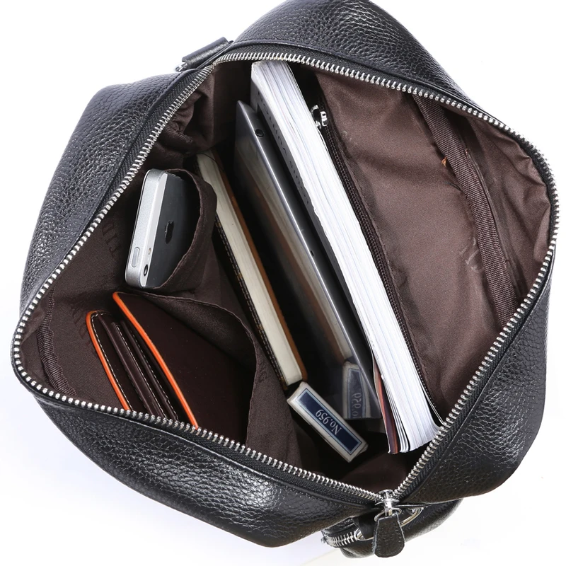 TIDING рюкзак на молнии для школы Студенческая сумка черный цвет мужской кожаный