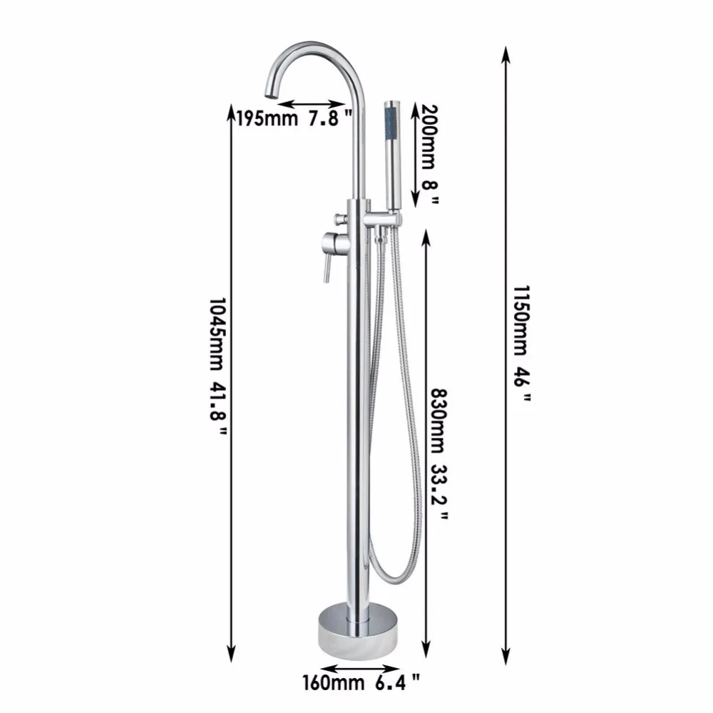 Современный хромированный полированный Смеситель для ванной комнаты ручной душ