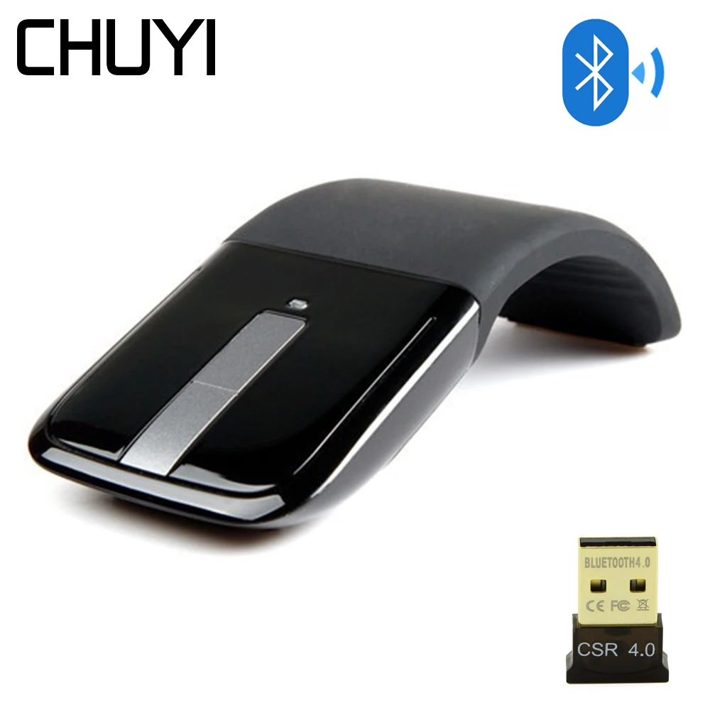 CHUYI Bluetooth Беспроводная Arc сенсорная мышь эргономичная тонкая оптическая Складная компьютерная мышь с BT CSR 4,0 адаптером для microsoft PC