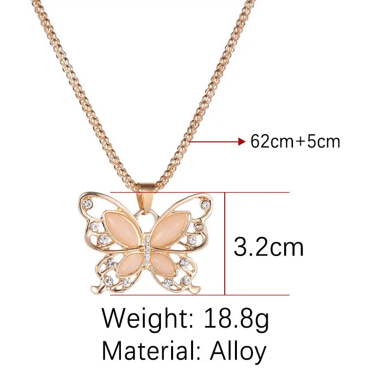 Ожерелье золотого цвета с хрустальной бабочкой ажурный кулон в виде животного