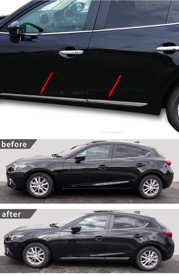 Аксессуары подходят для MAZDA 3 AXELA хромированная дверная боковая линия, подкладка, отделка корпуса, защита, полоски
