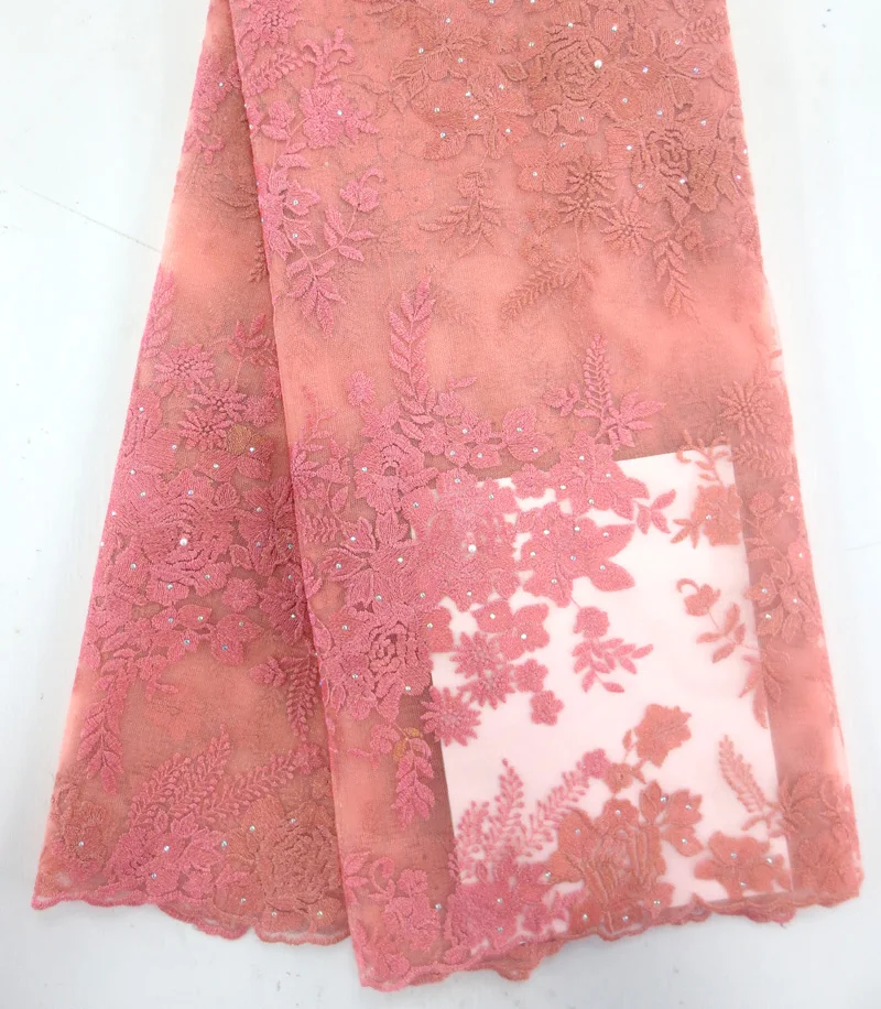 2016 последние высокое качество африканский персик тюль с камнями ткань для